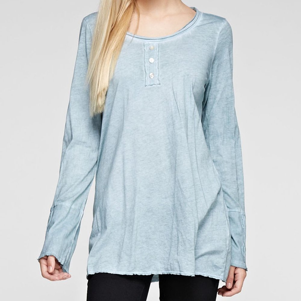 EUC KMC USA Mint Cotton Medium Henley Tunic